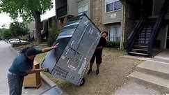 Moving a French Door Refrigerator Upstairs in Dallas,TX.