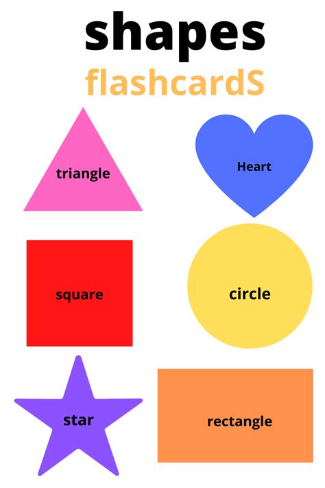 Shapes Flash Cards Preschool And Toddler Shapes Flashcards