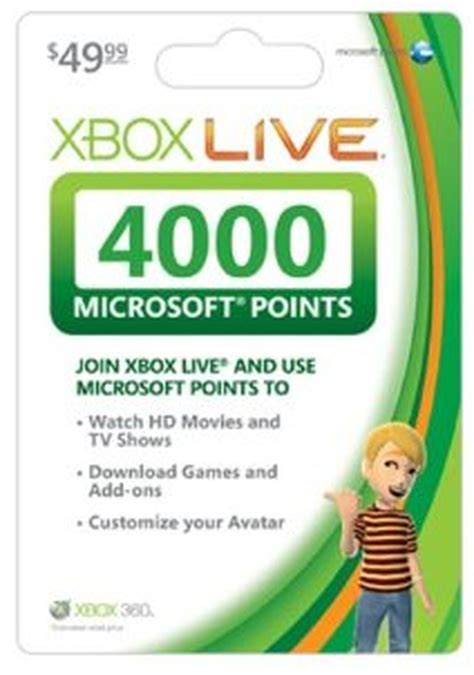 4000 Microsoft Xbox Live Points Card 3132 Gold Subscription Offer