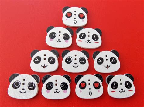 Panda Buttons Panda Head Buttons Sewing Supplies Etsy