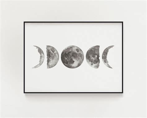 Moon Phases Art Printable Watercolor Moon Phases Painting Etsy