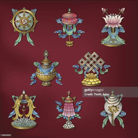 Eight Auspicious Signs Ashtamangala High Res Vector Graphic Getty Images