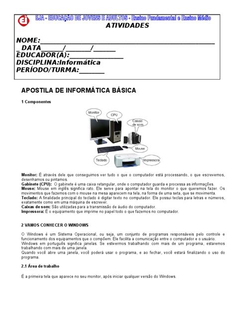 Apostila De Informática Básica Janela Computação Microsoft Windows