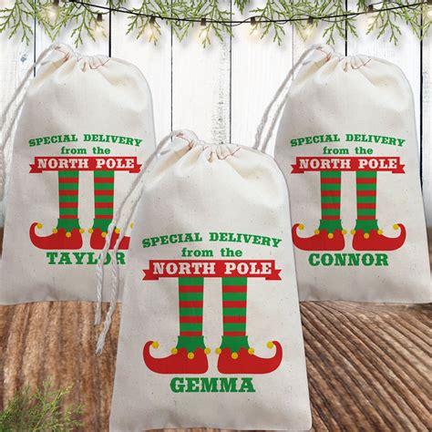 Personalized Christmas Elf T Bags For Kids Holiday T Bags With