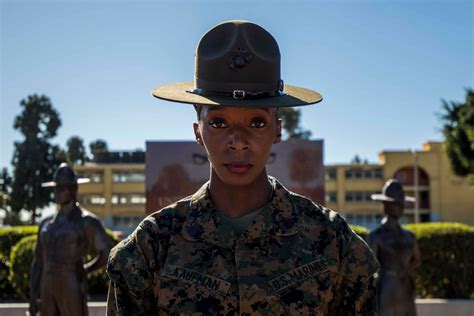 first female marine drill instructors graduate from an integrated course at san diego recruit depot