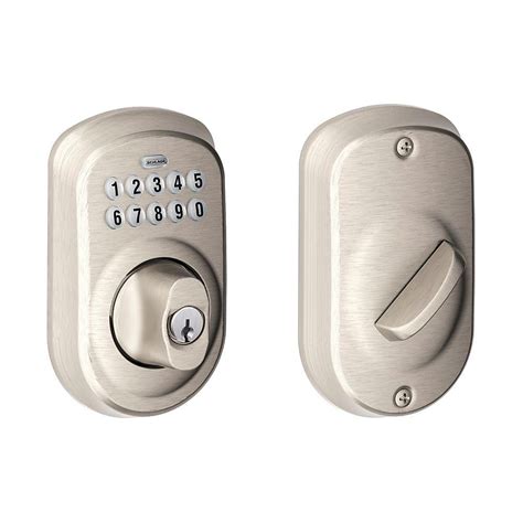 Schlage Plymouth Satin Nickel Keyless Entry Electronic Deadbolt The