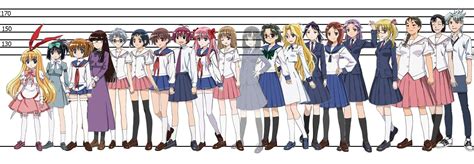 Moe Female Anime Characters Height Comparison Chart Otaku Tale