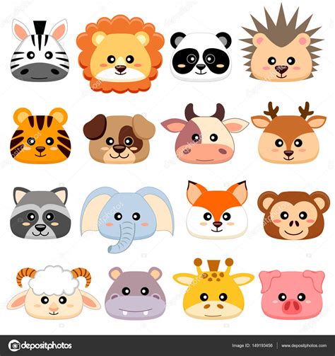 Cute Cartoon Animals Head — Stock Vector © Alka5051 149193456