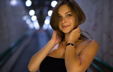 Wallpaper Girl Model Watch The Evening Photographer Brown Hair Cross Big Breasts Russian