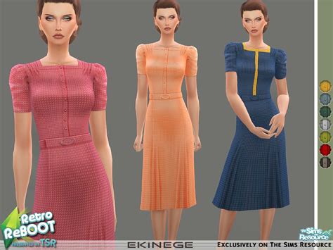 Sims 4 — Retro Reboot Tea Dress By Ekinege — 1940s Style Dress