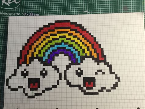 Pixel Art 93 Regenbogen | Muster malen, Coole bilder zum zeichnen