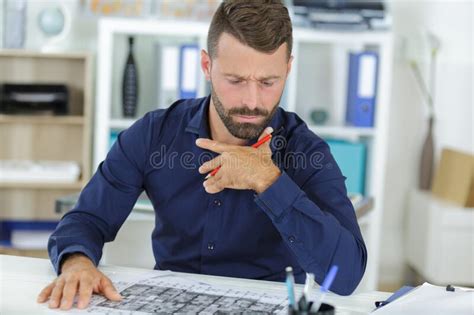 Architect Working In Office Stock Image Image Of Line Expert 196684943