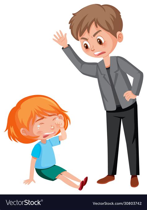 Domestic Violence Scene With Father Scolding Vector Image