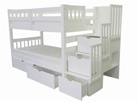 Bedz King Stairway Bunk Twin Over Twin Bed With 3 Drawers In The Steps