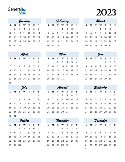 2023 Yearly Calendar With Notes Portrait Orientation 2023 Calendar