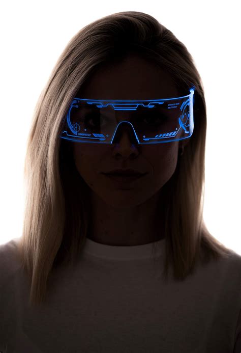 blue tron led visor glasses perfect for cosplay and etsy