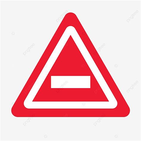 White White Frame And Horizontal Bar Traffic Sign On Red Triangle Sign