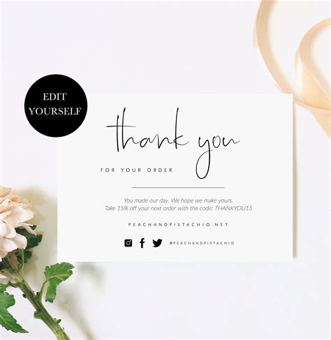 Business Thank You Insert Cards Customer Thank You For Your Etsy