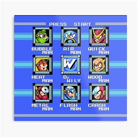 Mega Man 2 Stage Select Metal Print By Muramas Redbubble