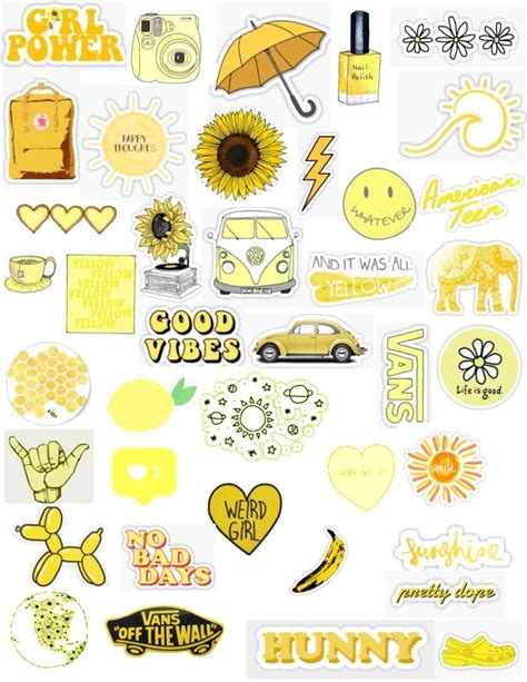 Yellow Tumblr Aesthetic Bright Pastel Color Sticker Pack Png Coloring