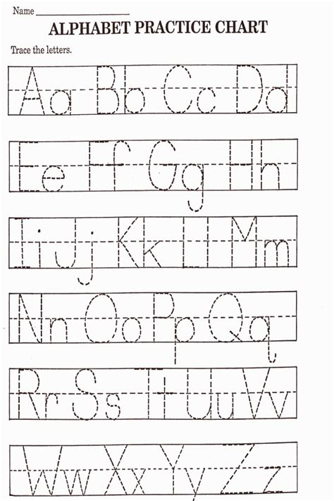 Kindergarten Alphabet Practice Chart Askworksheet