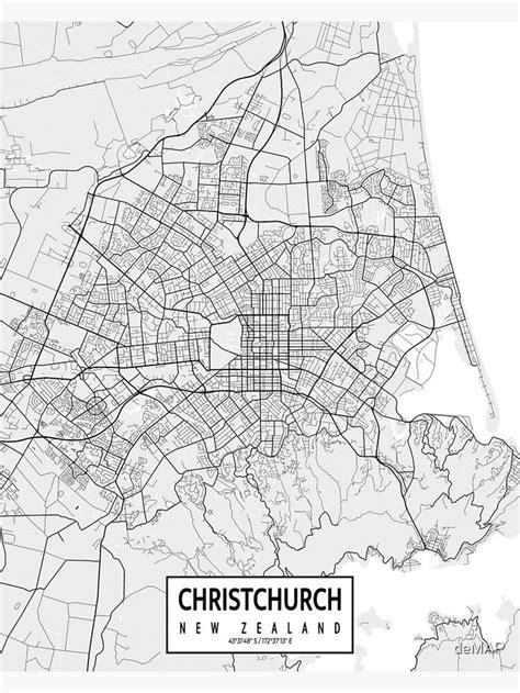 Christchurch City Map Of New Zealand Light Poster By Demap Map Of