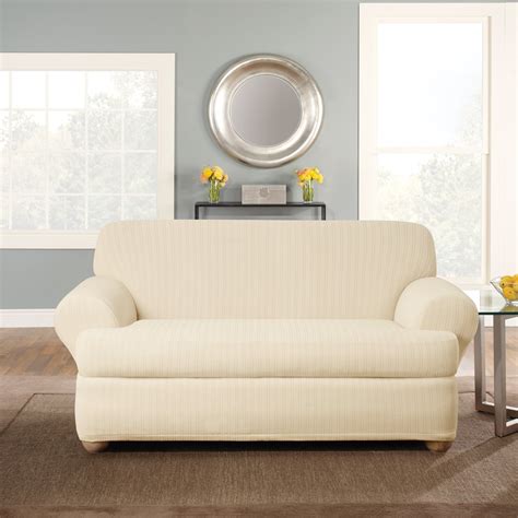 A custom slipcover is a cover specially designed for only one couch model—so you get a great fit. Sure Fit Stretch Pinstripe T-Cushion Two Piece Sofa ...