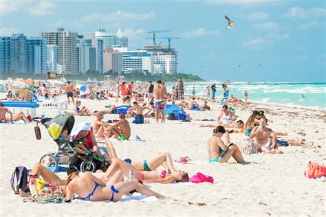 People Enjoying The Beach At South Beach Miami Editorial Stock Image