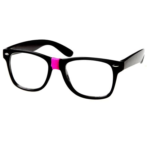 Retro Nerd Geek Color Tape Clear Lens Wayfarer Glasses Zerouv