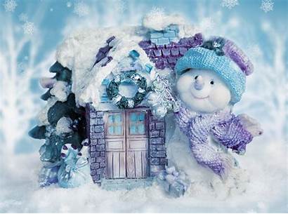 Snowman Snowmen Winter Wallpapers Merry Fond Neige