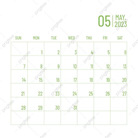 Calendar May 2023 Vector Hd Png Images 2023 May Calendar Green 2023