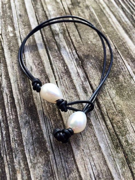 Handmade Leather Bracelet With Two Freshwater Pearls Made Just For You