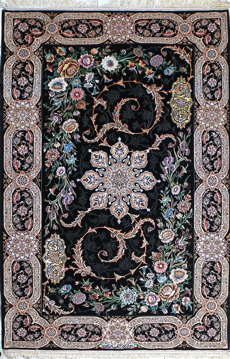 Isfahan Black Persian Silk Rug 5x8 6x8 Rugs On Carpet Persian Rug Rugs