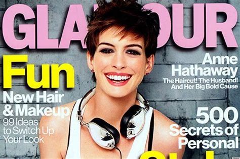 Anne Hathaway Continues Her Short Hair Tyranny On Glamour January 2013