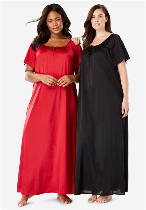 2 Pack Long Nightgown Set By Only Necessities Plus Size Nightgowns