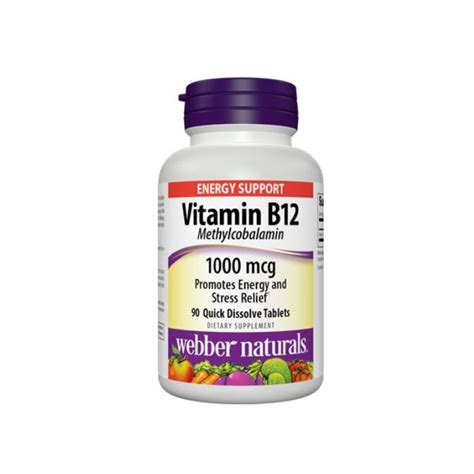 Webber Naturals Vitamin B12 1000 Mcg Methylcobalamin 90 Quick