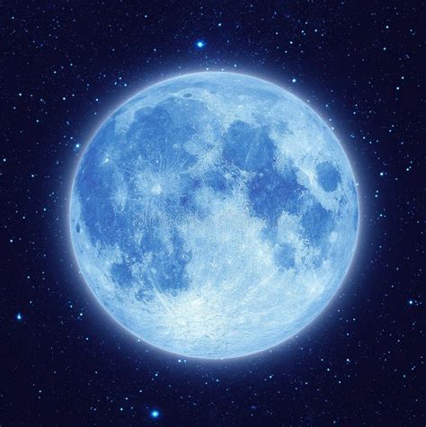 Lua Azul Com A Estrela No Céu Noturno Ilustração Stock Ilustração De