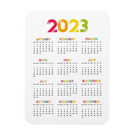Colorful 2023 Calendar Magnet Zazzle