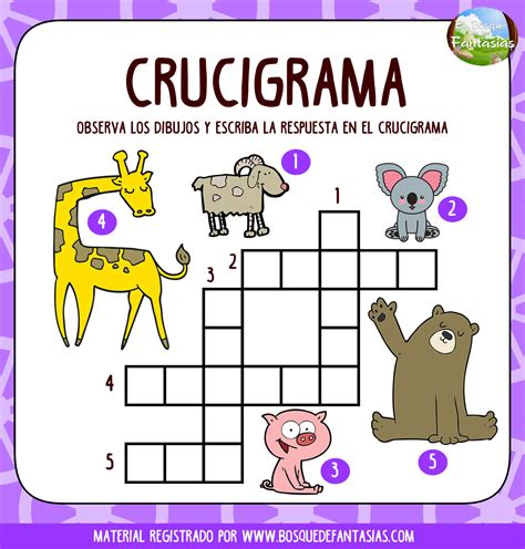 Primer Grado Crucigramas Para Niños En Español Faciles Crucigramas