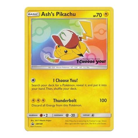 Ashs Pikachu Sm108 Black Star Promo Pokemon Card Near Mint Tcg
