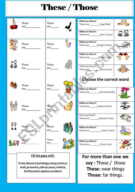 these those esl worksheet by jhansi