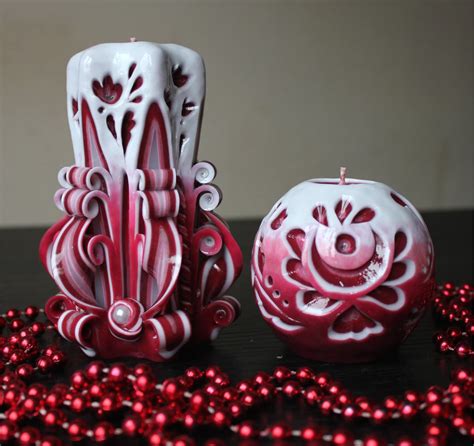 Red Candle Unusual T Candle Carving Carved Candles