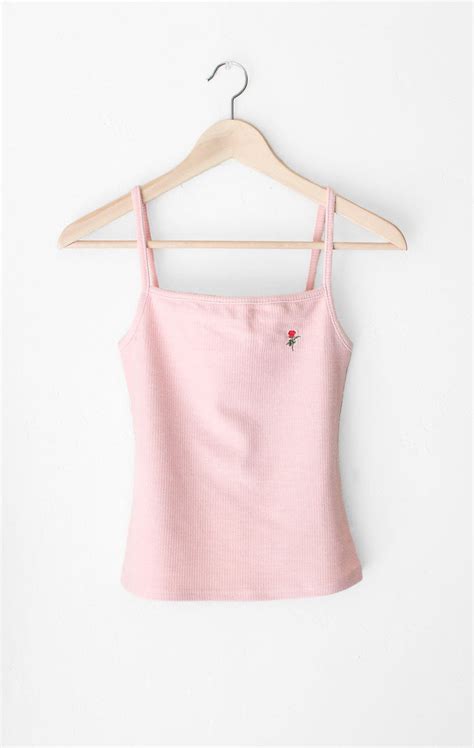 Rose Knit Crop Tank Top Pink Nyct Clothing