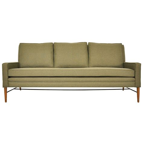 Paul mccobb sofa usa, c. Paul Mccobb Brass Stretcher Base Sofa at 1stdibs