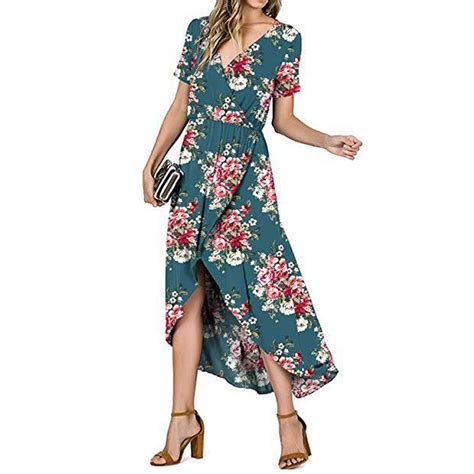 Dress Women Summer Womens Casual Short Sleeved V Neck Floral Print Dress الشراء بأسعار منخفضة