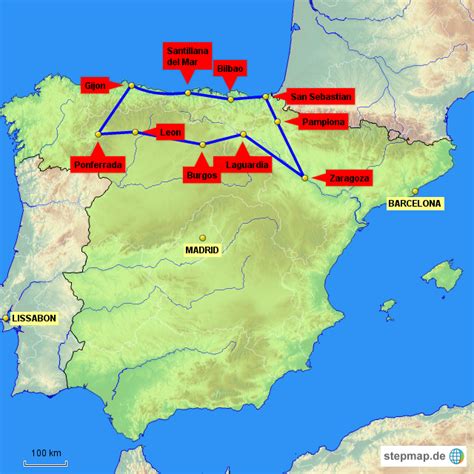 Stepmap Nordspanien Landkarte Für Spanien