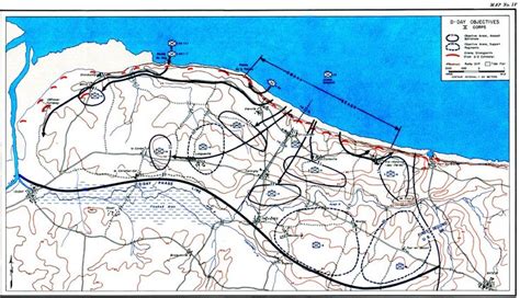 D Day Objectives US V Corps Omaha Beach Map For D Day Operation