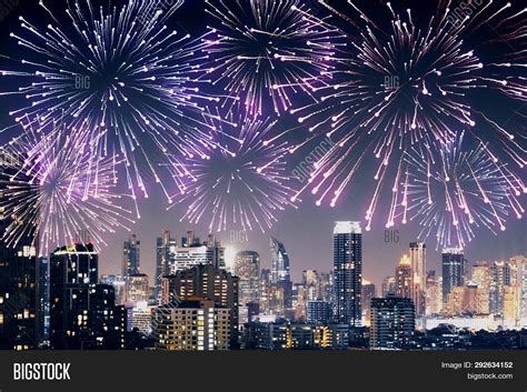Fireworks City Image And Photo Free Trial Bigstock