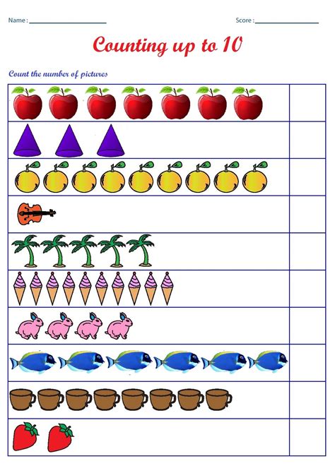 Counting Numbers 1 10 Worksheets