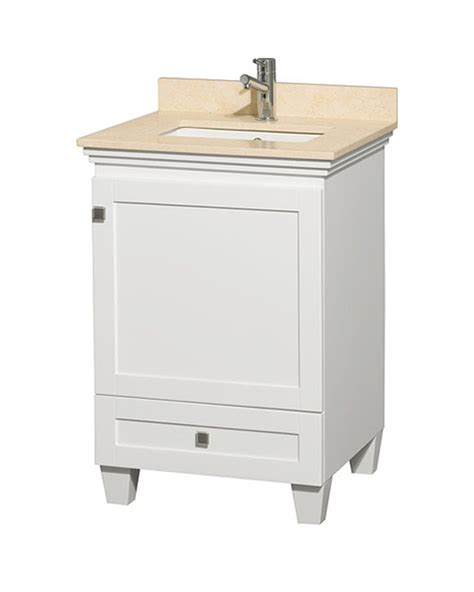 W bath vanity in white with vanity top in rustic brown with white basin Wyndham Collection Acclaim 24 inch Single Bathroom Vanity ...